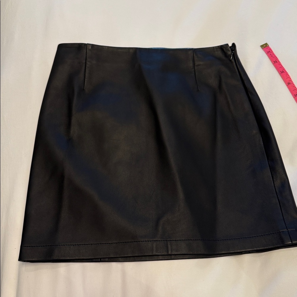 Jil Sander black leather mini skirt 34